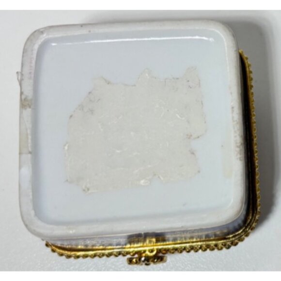 Vintage Blue Gold Porcelain Trinket Box Floral Decorative Small Jewelry Holder - Picture 5 of 6